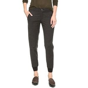 Vince Rib Cuff Wool Blend Tapered Trouser Jogger Pant Charcoal 10